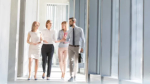 Business People Walking While Talking Office Hall — Stock Photo, Image