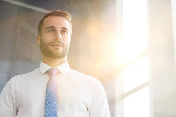 Handsome Young Businessman Standing New Office — Stock Photo, Image