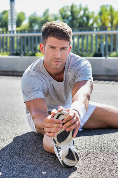 Portrait Young Attractive Man Stretching His Legs — Stock Photo, Image