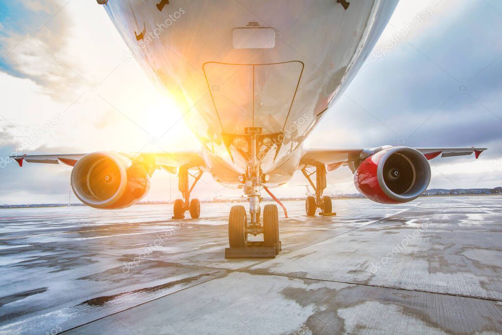 Low angle view of airplane in airport