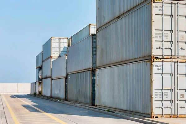 Zeecontainers Bij Cargo Terminal — Stockfoto