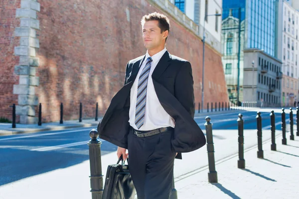 Portrait Mature Confident Man Walking Pavement — Stock Photo, Image