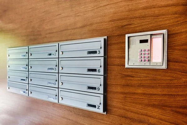 Metal Letterboxes Side Apartment Lobby — Stock Photo, Image