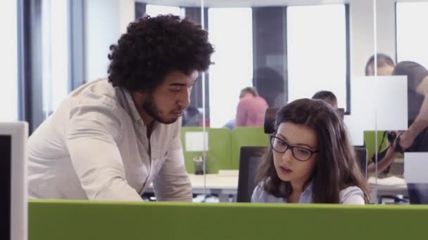 Multi Ethnic Group Workers Working Call Center Office — Stock Video