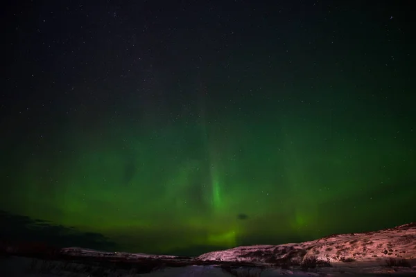 Hills Clear Starry Sky Colorful Northern Lights Incredible Natural Phenomenon — 스톡 사진