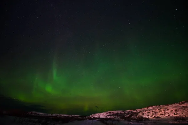 Hills Clear Starry Sky Colorful Northern Lights Incredible Natural Phenomenon — 스톡 사진