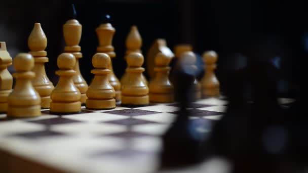 Σκάκι Είναι Ένα Παιχνίδι Λογικής Διοικητικό Συμβούλιο Ειδικά Κομμάτια Ένα — Αρχείο Βίντεο