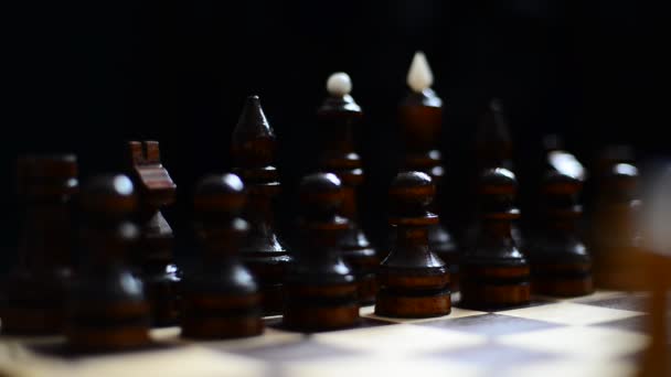 Schach Ist Ein Logisches Brettspiel Mit Speziellen Figuren Auf Einem — Stockvideo