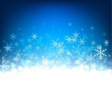 Kar taneleri ile mavi kış