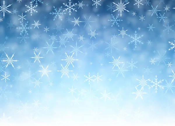 Azul invierno con copos de nieve — Vector de stock