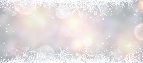 Banner de invierno con copos de nieve — Vector de stock