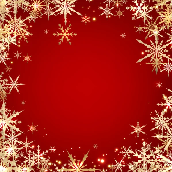 Rojo invierno con copos de nieve — Vector de stock