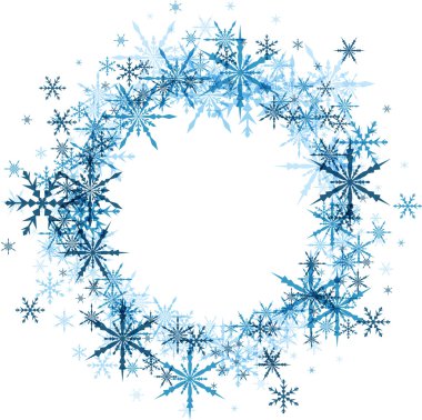 Winter round background with snowflakes.  clipart