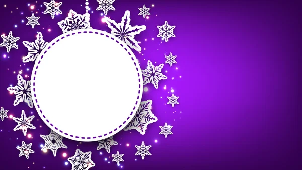 Fundo de Natal roxo com flocos de neve. — Vetor de Stock