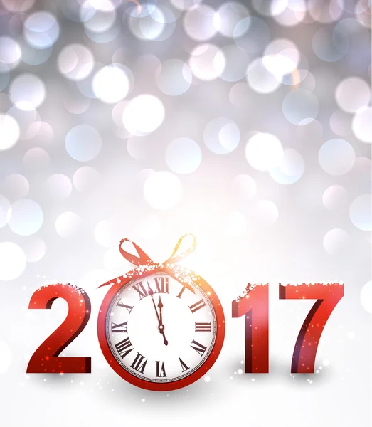 2017 New Year background with clock. — Stock Vector