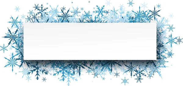 Banner de inverno com flocos de neve azuis . — Vetor de Stock