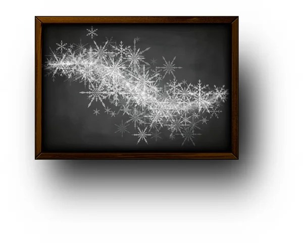 Fond avec tableau noir et flocons de neige . — Image vectorielle