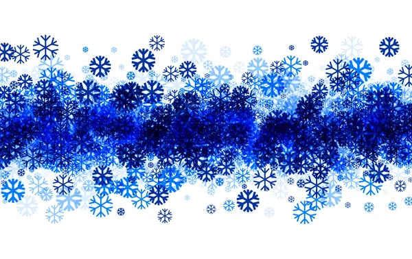 Téli háttér kék hópelyhek. — Stock Vector