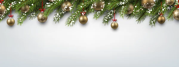 Banner di Capodanno con palle di Natale. — Vettoriale Stock