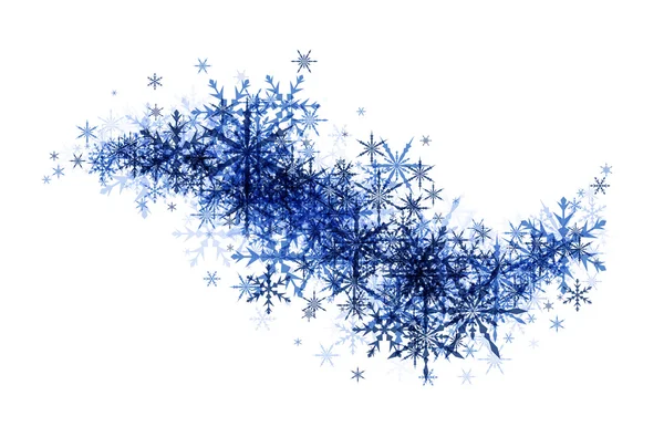 Zimowe tło z niebieskimi płatkami śniegu. — Wektor stockowy