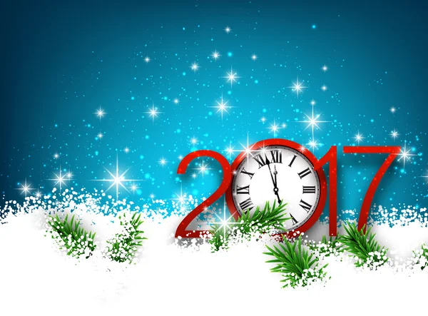 2017 New Year background with clock. — Stock Vector