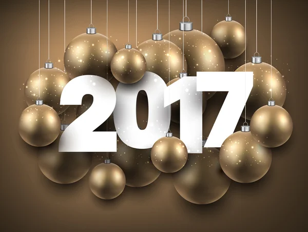 2017 New Year background with baubles. — Stock Vector