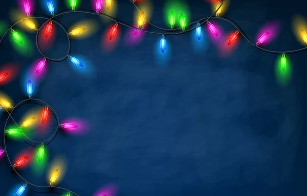 Guirlande de Noël lumières fond. — Image vectorielle