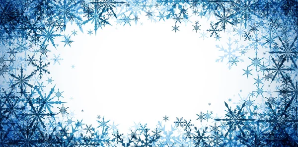 Winter banner met blauwe sneeuwvlokken. — Stockvector
