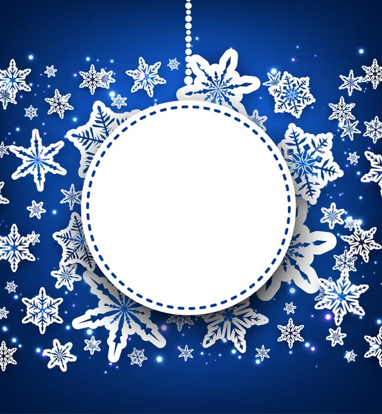 Winter round background with snowflakes. — Stockový vektor