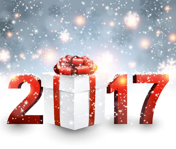 2017 Новорічний фон з подарунком . — стоковий вектор