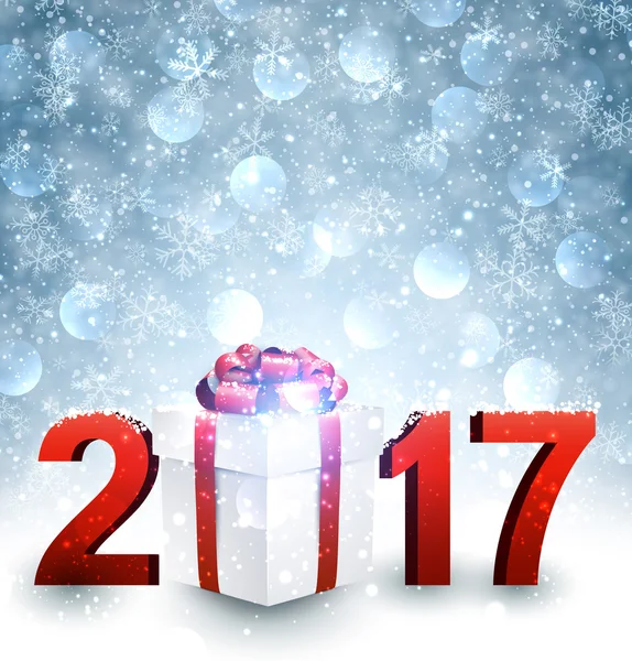 2017 New Year background with gift. — Stock Vector
