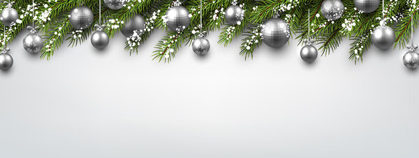 Новогоднее знамя с рождественскими шарами.