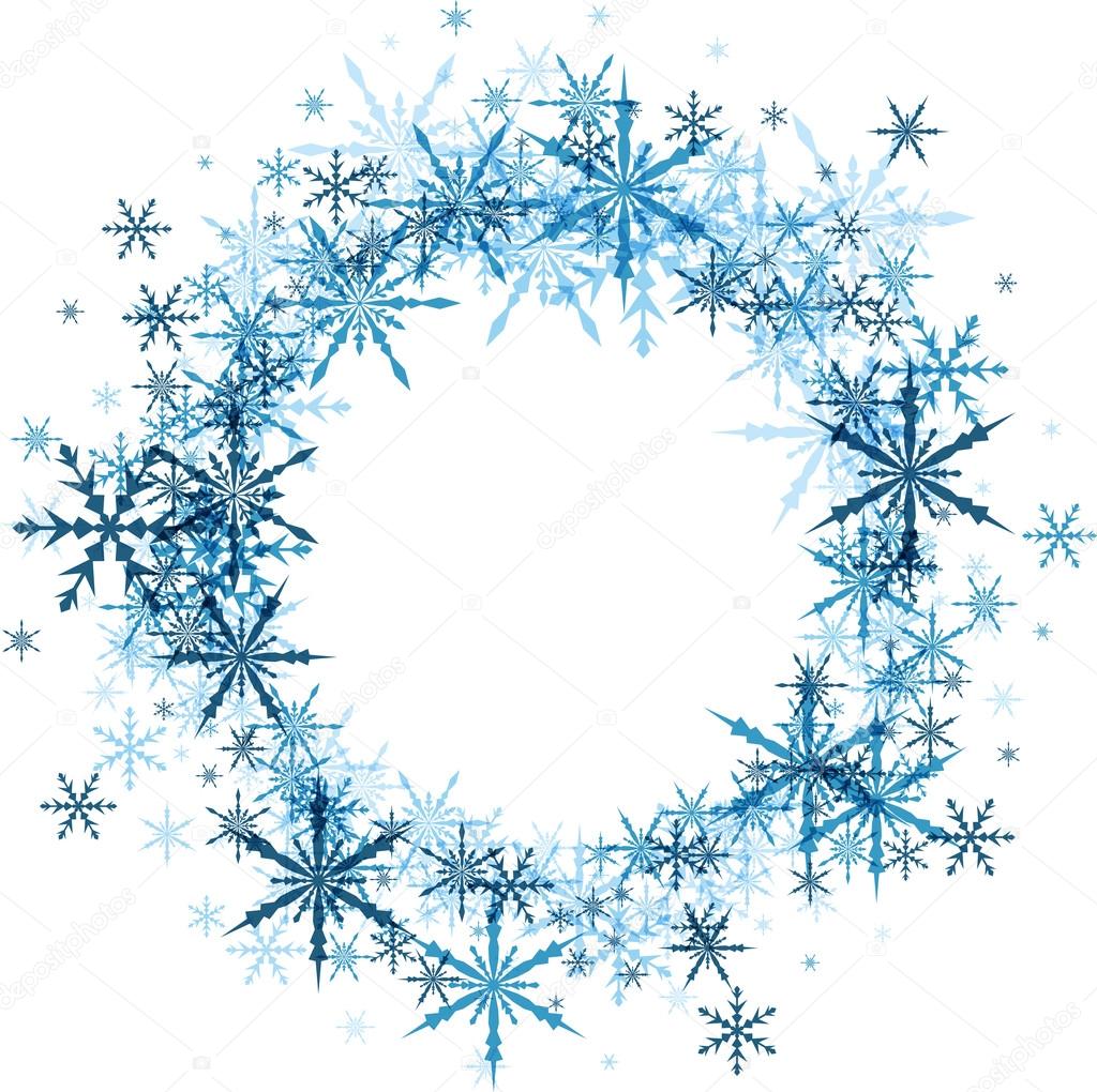Winter round background with snowflakes. 