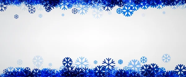 Banner de inverno com flocos de neve azuis . — Vetor de Stock