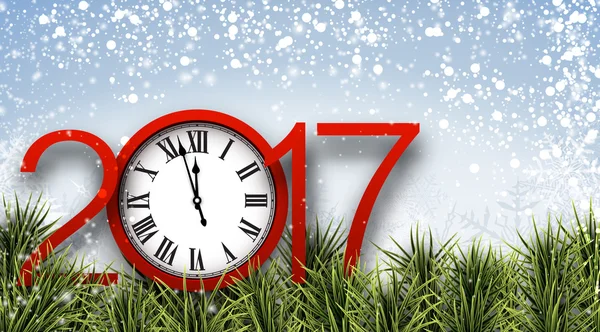 2017 bannière Nouvel An avec horloge . — Image vectorielle