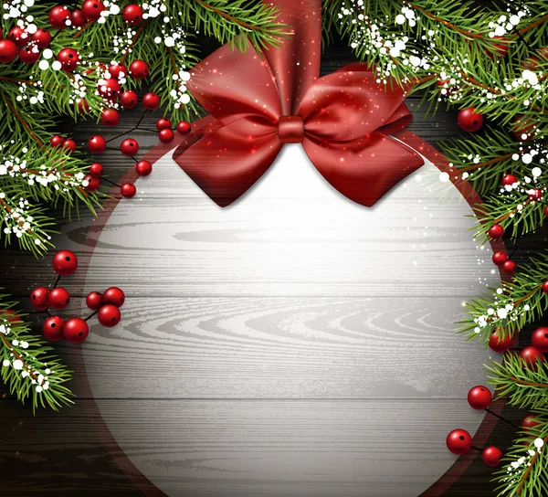 Vánoční pozadí s lukem a jedlové větve — Stockový vektor