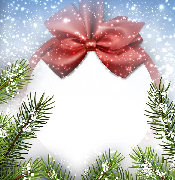 Vánoční pozadí s lukem a jedlové větve — Stockový vektor