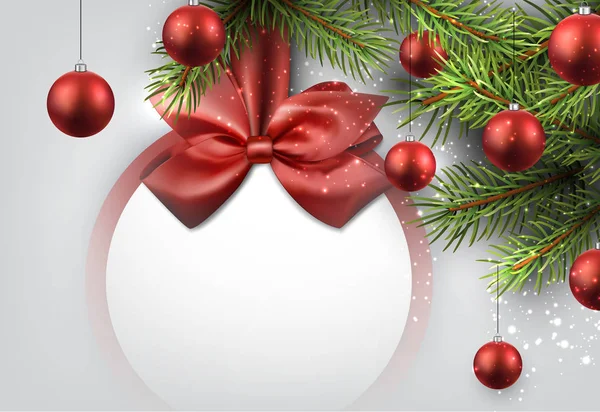 弓とモミの枝を持つクリスマスの背景 — ストックベクタ