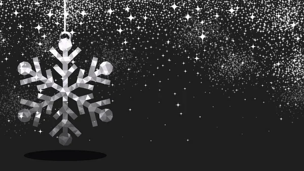 Μαύρο χειμώνα κάρτα με ασημένια νιφάδα χιονιού — Διανυσματικό Αρχείο