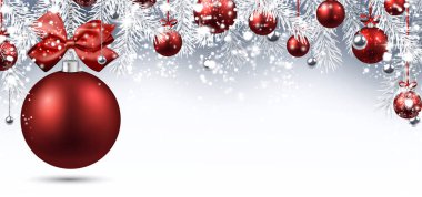 Holiday banner with Christmas balls clipart