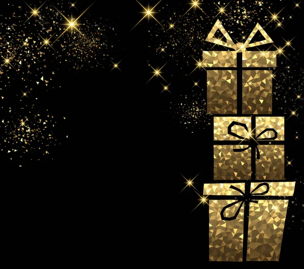 黄金のプレゼントと年賀状 — ストックベクタ