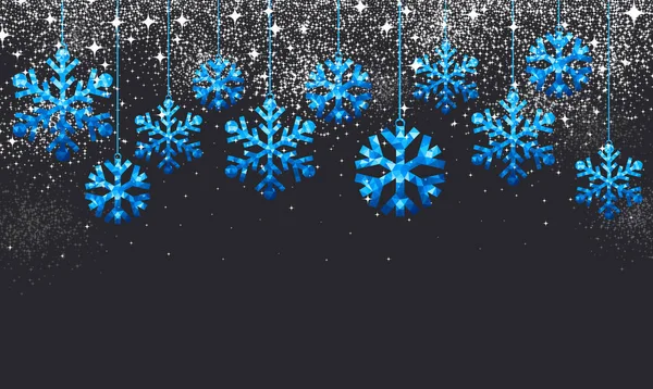 Flocons de neige bleu Noël — Image vectorielle