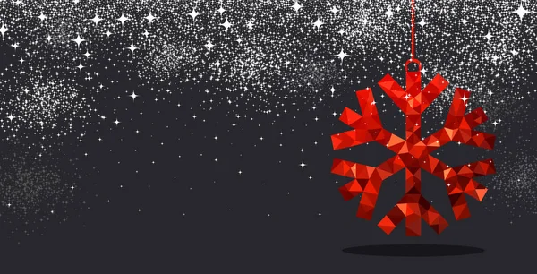 Rote Weihnachtsschneeflocke — Stockvektor