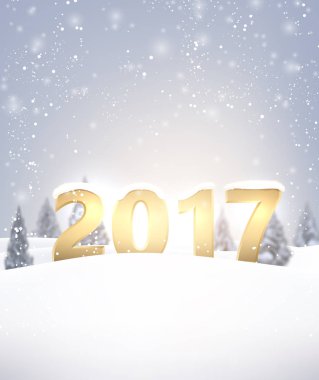 2017 yeni yıl arka plan ile kar. 