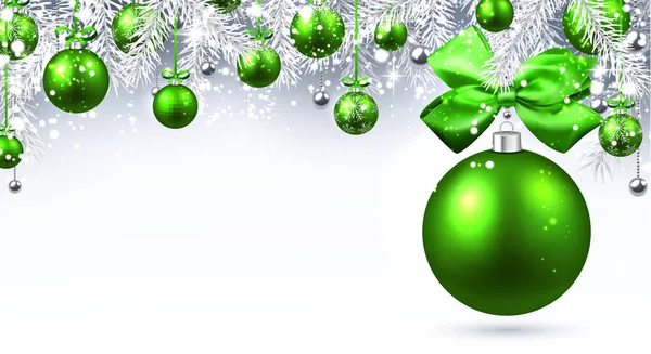 Banner de Ano Novo com bolas de Natal. — Vetor de Stock