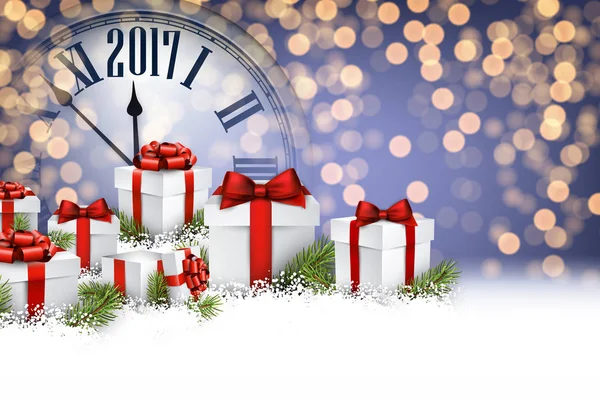 2017 fundo de Ano Novo com presentes . — Vetor de Stock