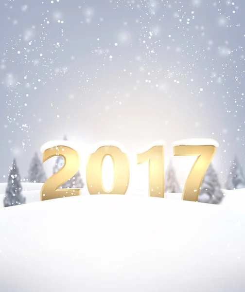 2017 New Year background with snow. — Stock Vector