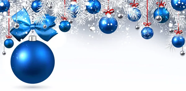 Banner de Año Nuevo con bolas de Navidad. — Archivo Imágenes Vectoriales