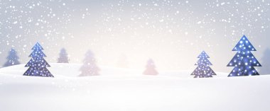 Noel ağaçları ile yılbaşı banner.