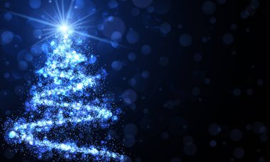 mavi arkaplan ve noel ağacı. 